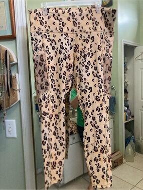 Fabletics power hold Leopard Print High-Waist Leggings and bra set.
